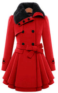 Mantel Damen A-Linie mit Kunstfellkragen - 3 - Jasminaboutique.com