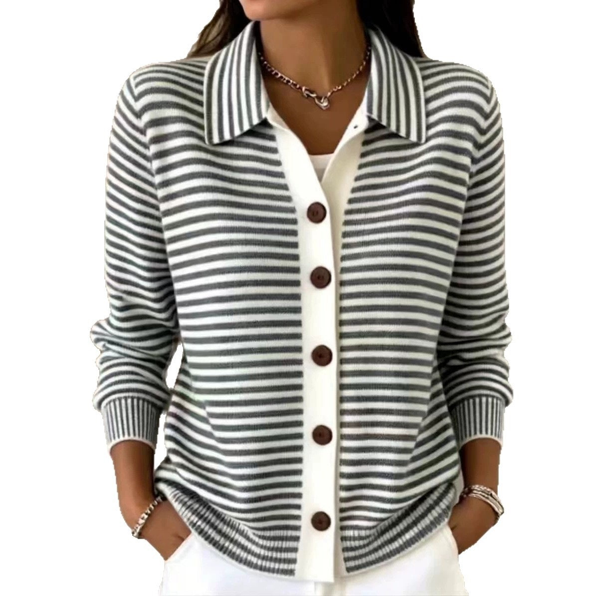 Cardigan Damen Relaxed Fit mit Knopfleiste - 1 - Jasminaboutique.com