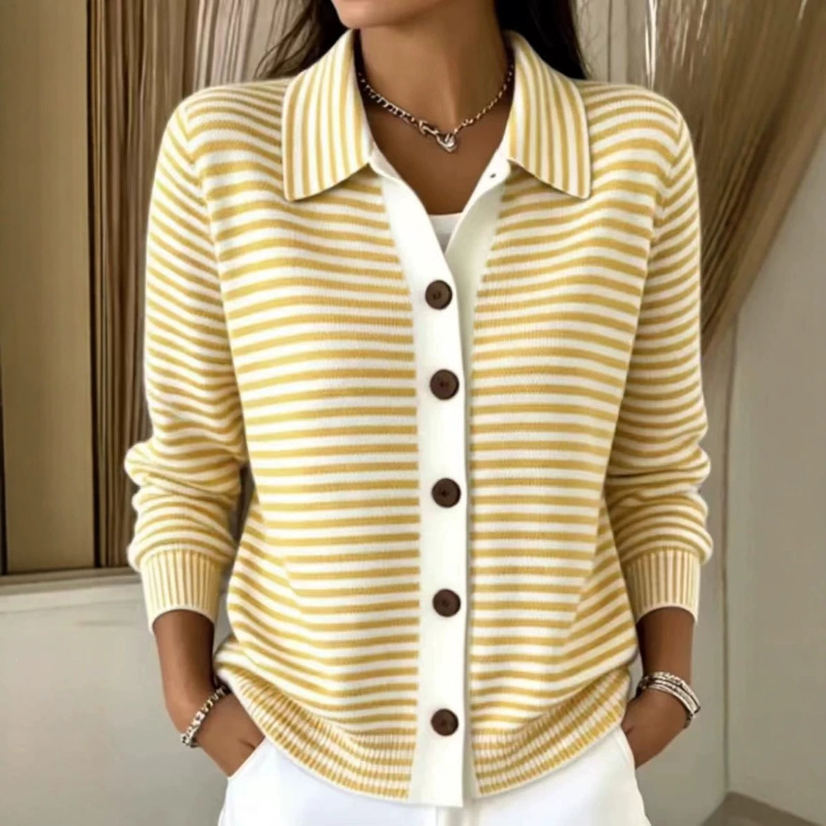 Cardigan Damen Relaxed Fit mit Knopfleiste - 9 - Jasminaboutique.com