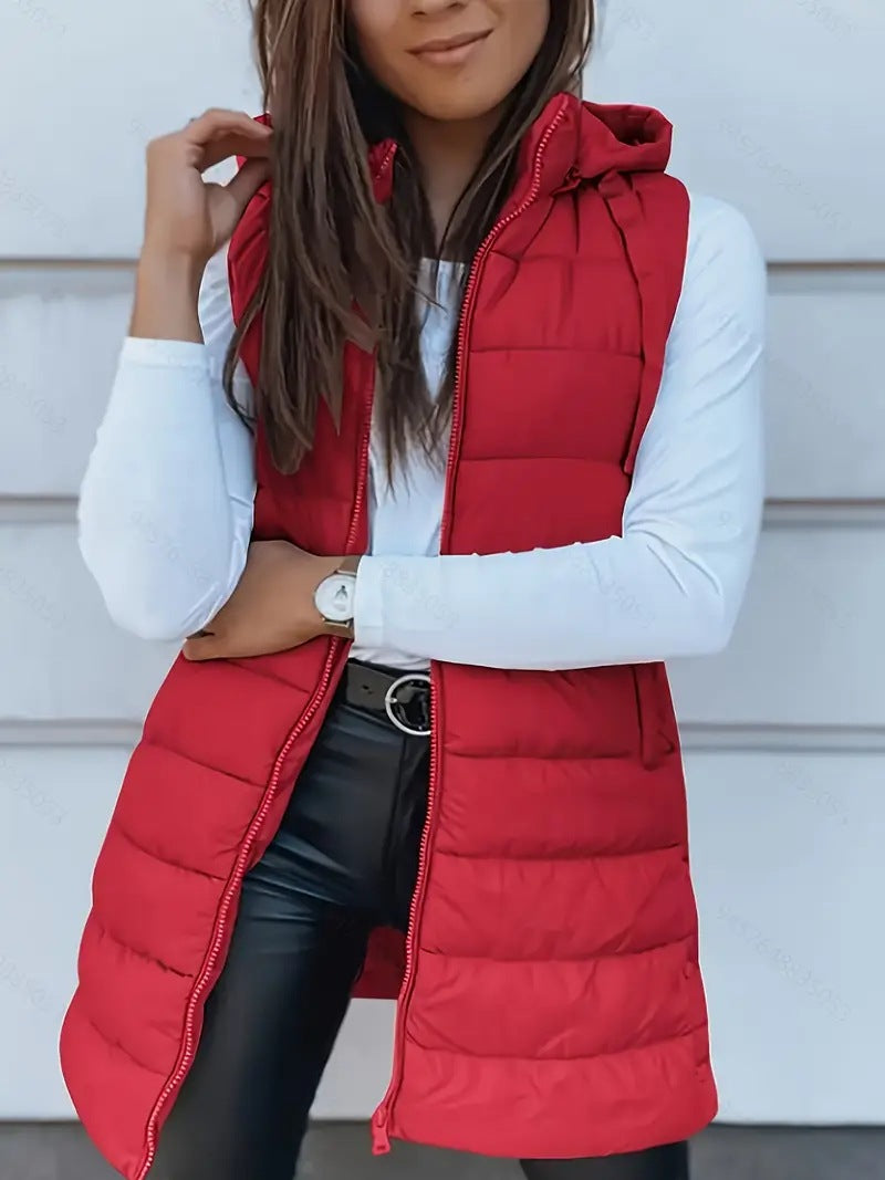 Weste Damen Slim-Fit mit Kapuze und Taschen - 2 - Jasminaboutique.com