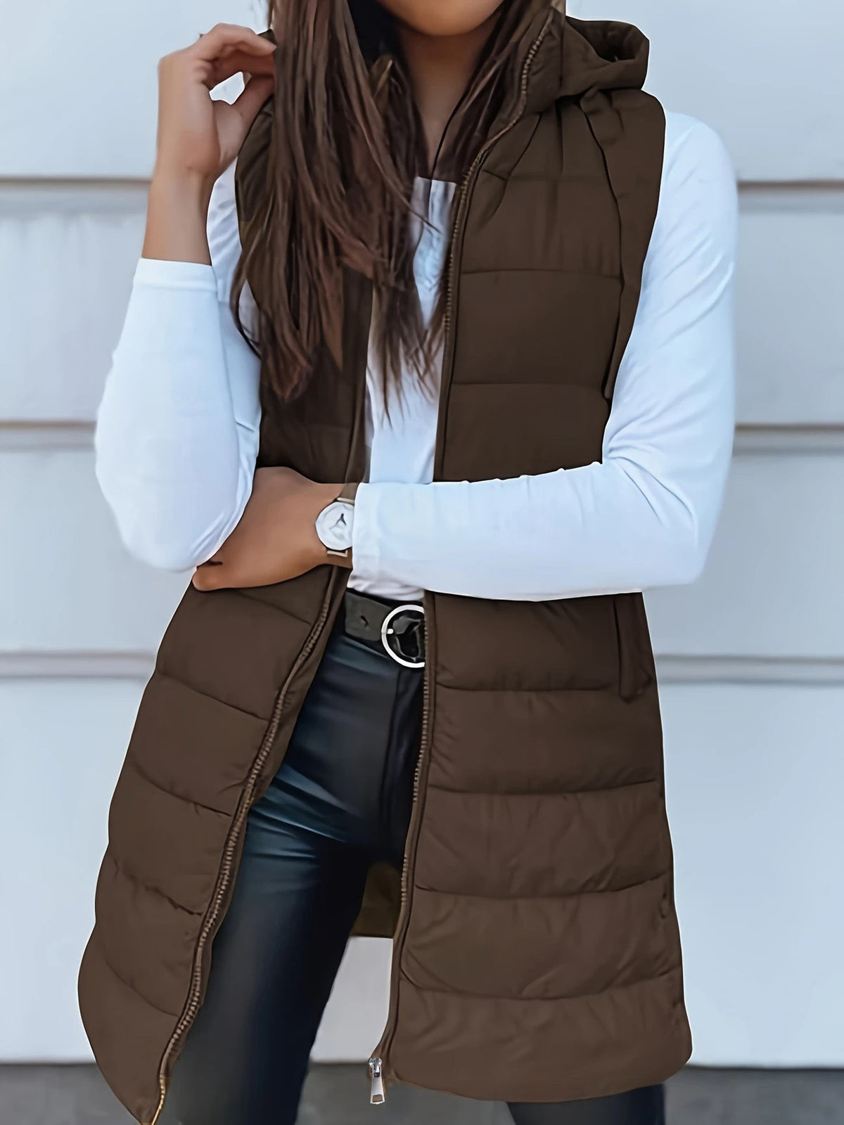 Weste Damen Slim-Fit mit Kapuze und Taschen - 8 - Jasminaboutique.com