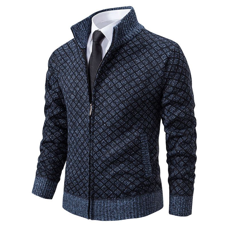 Cardigan Herren Slim Fit mit Stehkragen und Reißverschluss - 2 - Jasminaboutique.com