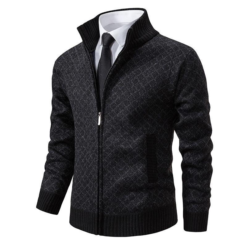 Cardigan Herren Slim Fit mit Stehkragen und Reißverschluss - 3 - Jasminaboutique.com