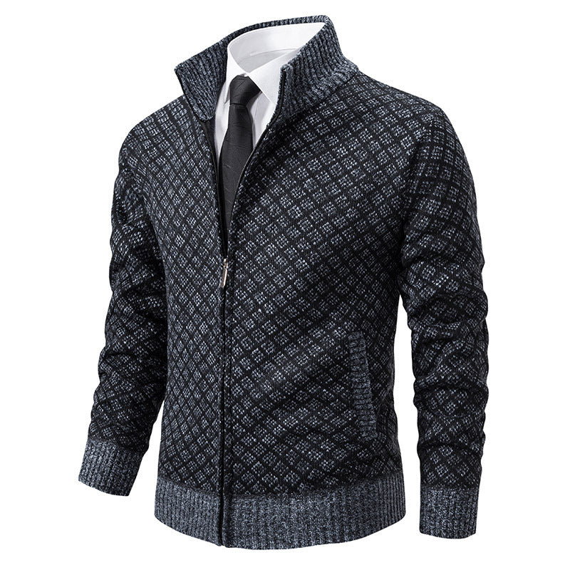 Cardigan Herren Slim Fit mit Stehkragen und Reißverschluss - 4 - Jasminaboutique.com