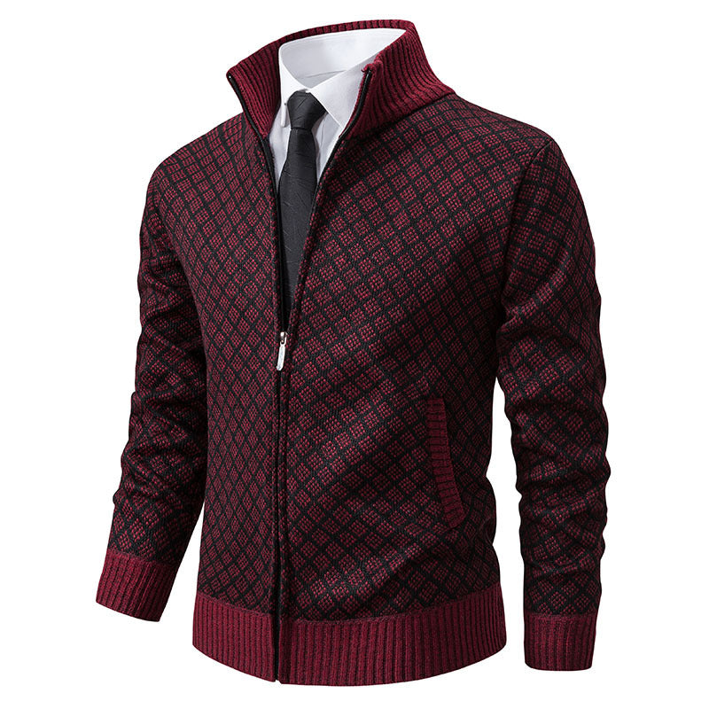 Cardigan Herren Slim Fit mit Stehkragen und Reißverschluss - 5 - Jasminaboutique.com