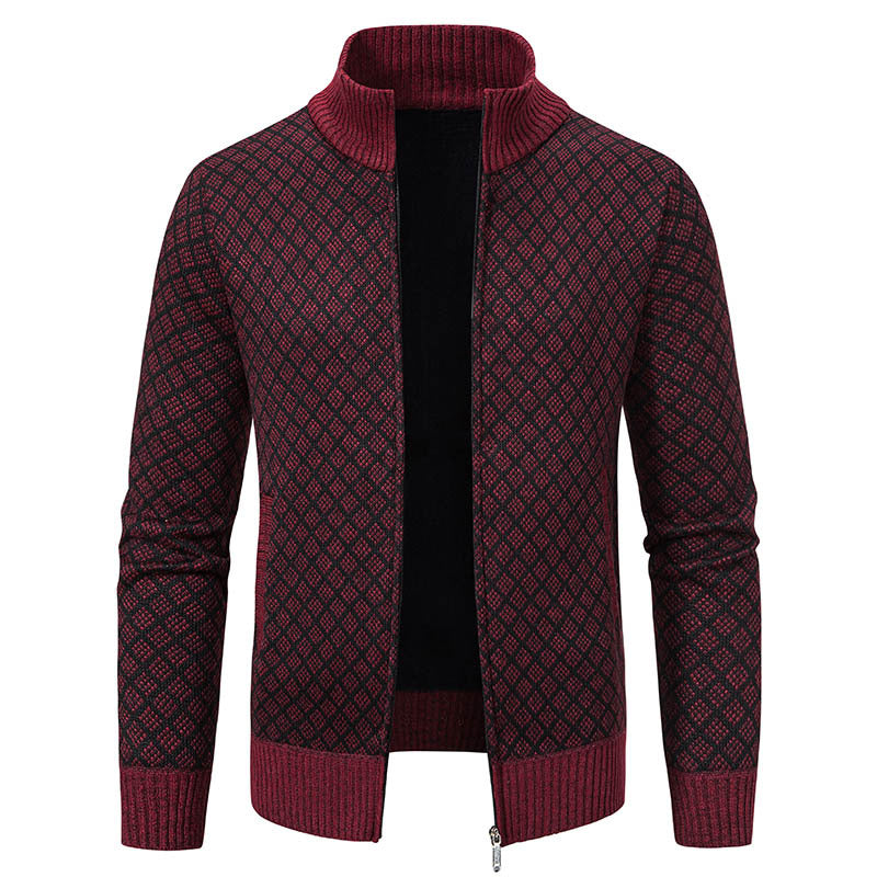 Cardigan Herren Slim Fit mit Stehkragen und Reißverschluss - 6 - Jasminaboutique.com