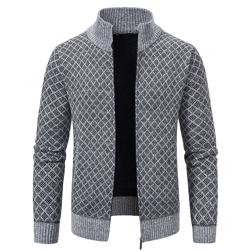 Cardigan Herren Slim Fit mit Stehkragen und Reißverschluss - 7 - Jasminaboutique.com