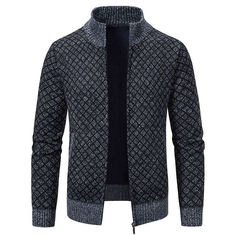 Cardigan Herren Slim Fit mit Stehkragen und Reißverschluss - 10 - Jasminaboutique.com