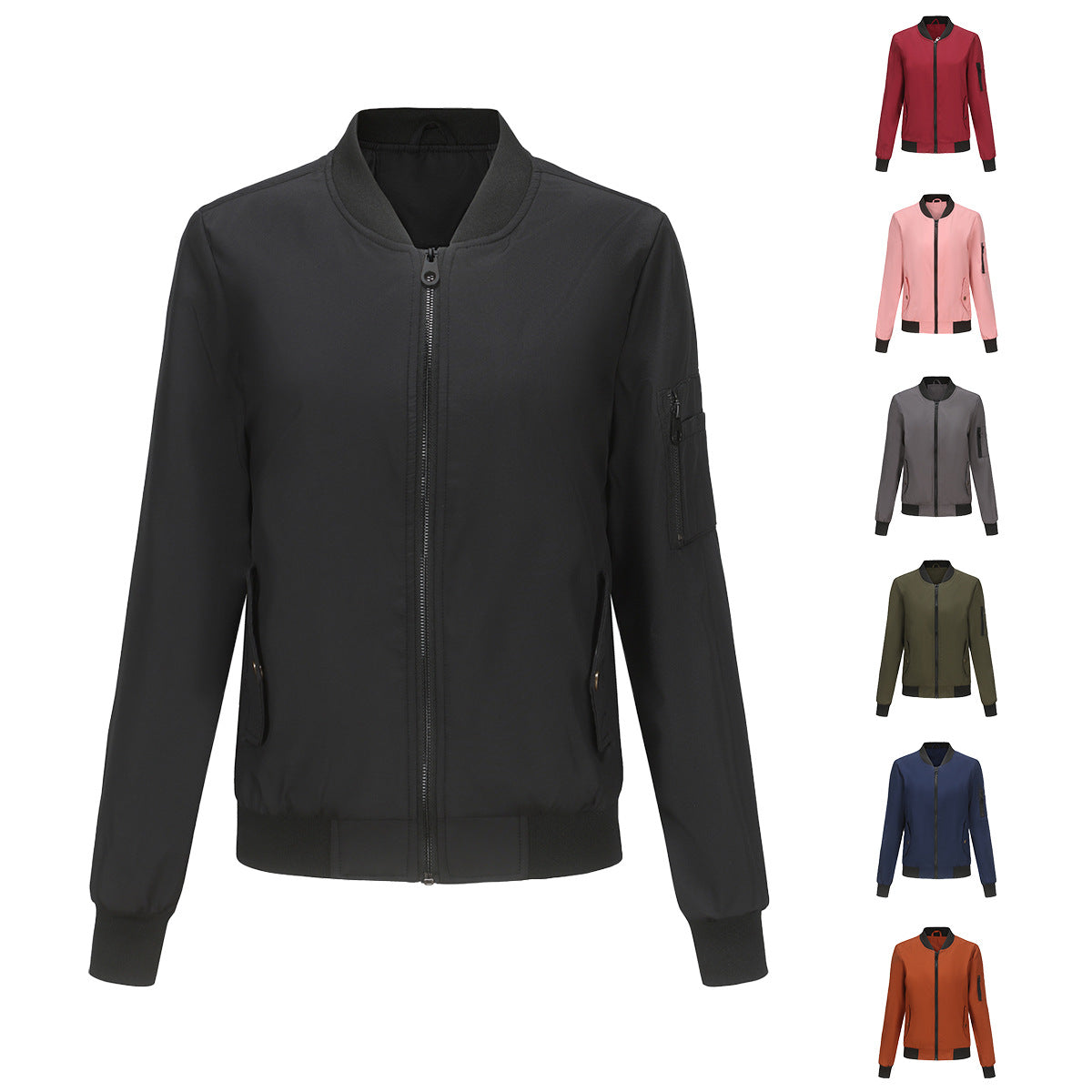 Bomberjacke Damen Lockere Passform mit Taschen - 3 - Jasminaboutique.com