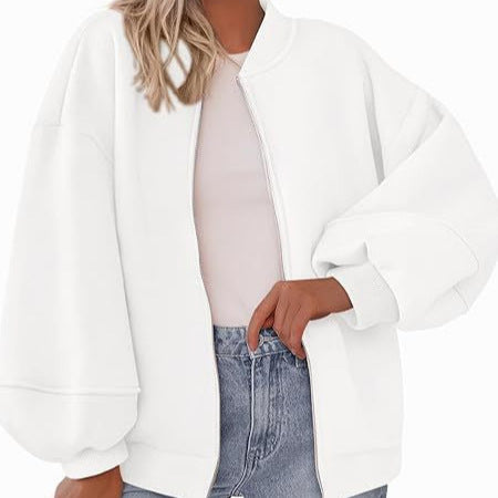 Bomberjacke Damen Relaxed Fit mit Reißverschluss - 2 - Jasminaboutique.com