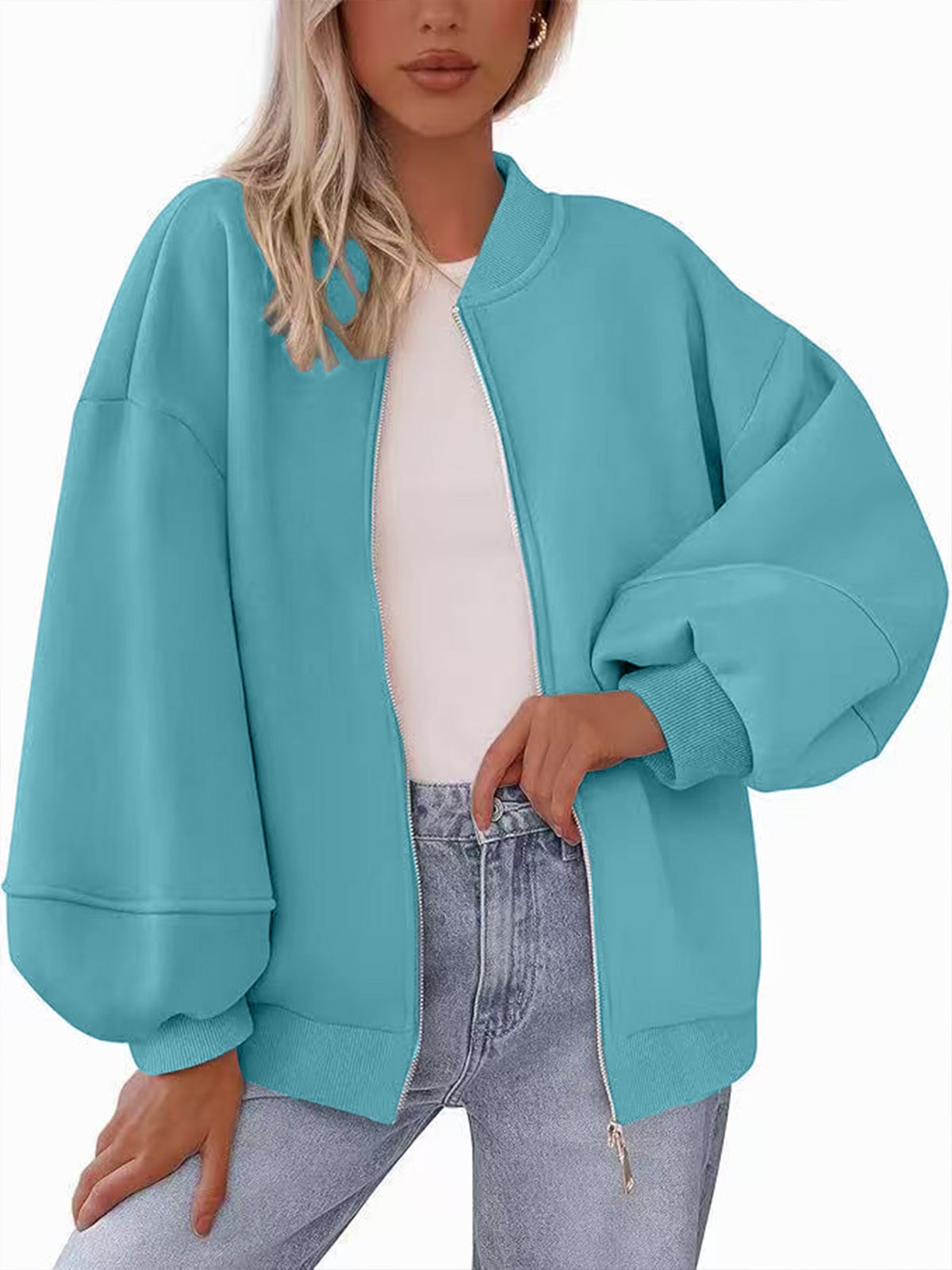 Bomberjacke Damen Relaxed Fit mit Reißverschluss - 3 - Jasminaboutique.com