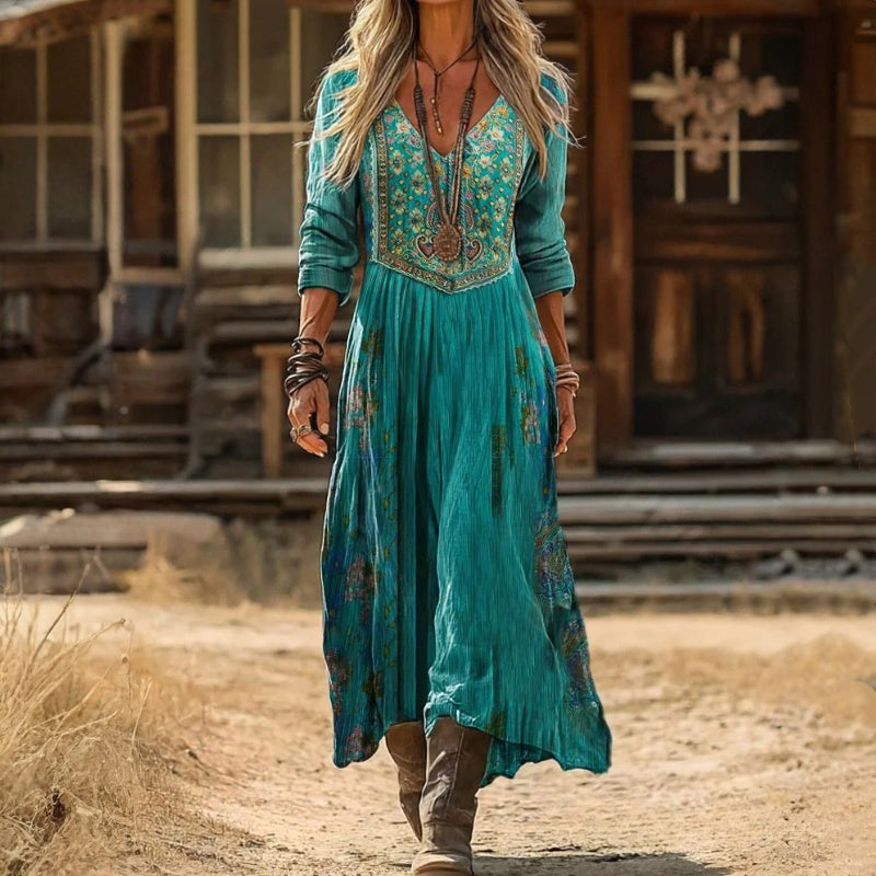 Karin – Bohemian Floral Print Dress - Image 1
