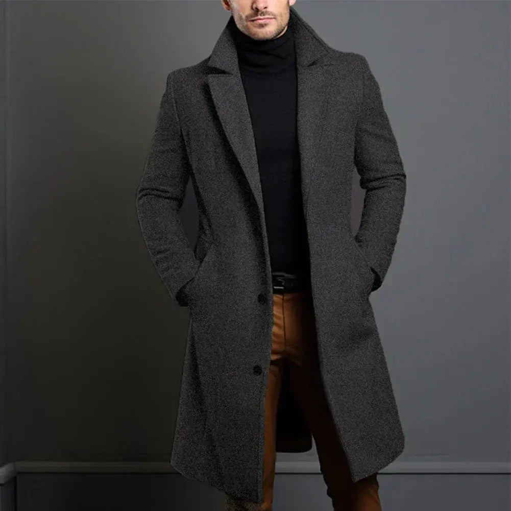 Winter Coat Men's Tailored Fit with Notched Lapel and Button Closure - Image 8