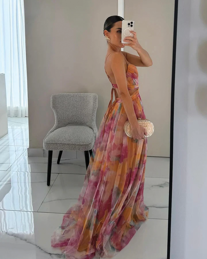 Elena – Women Floral Print Wedding Guest Dress - Image 2