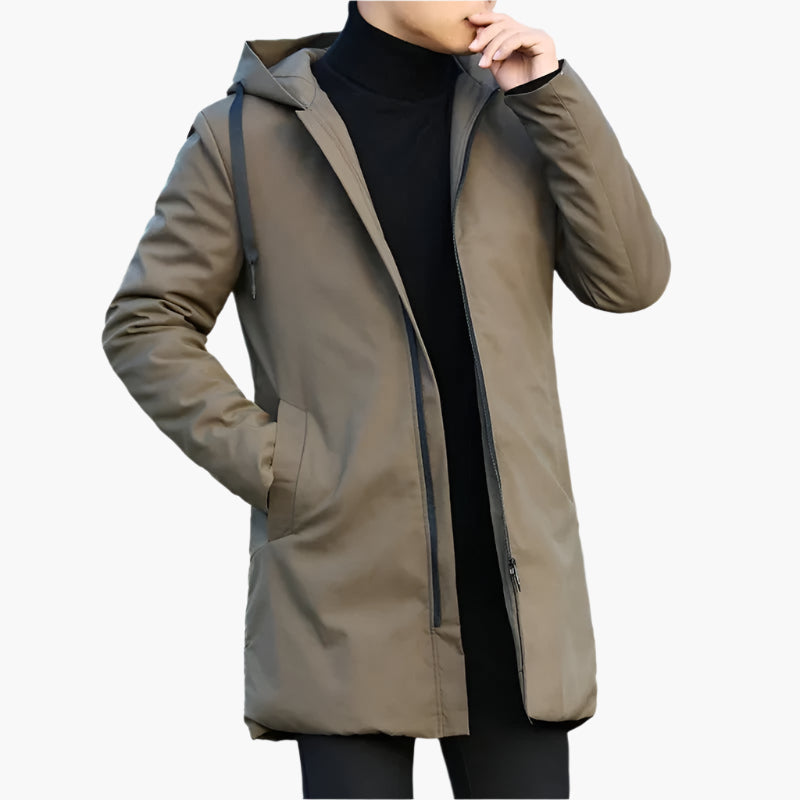 Men's Longline Jacket with Hood and Zip Closure - Image 6