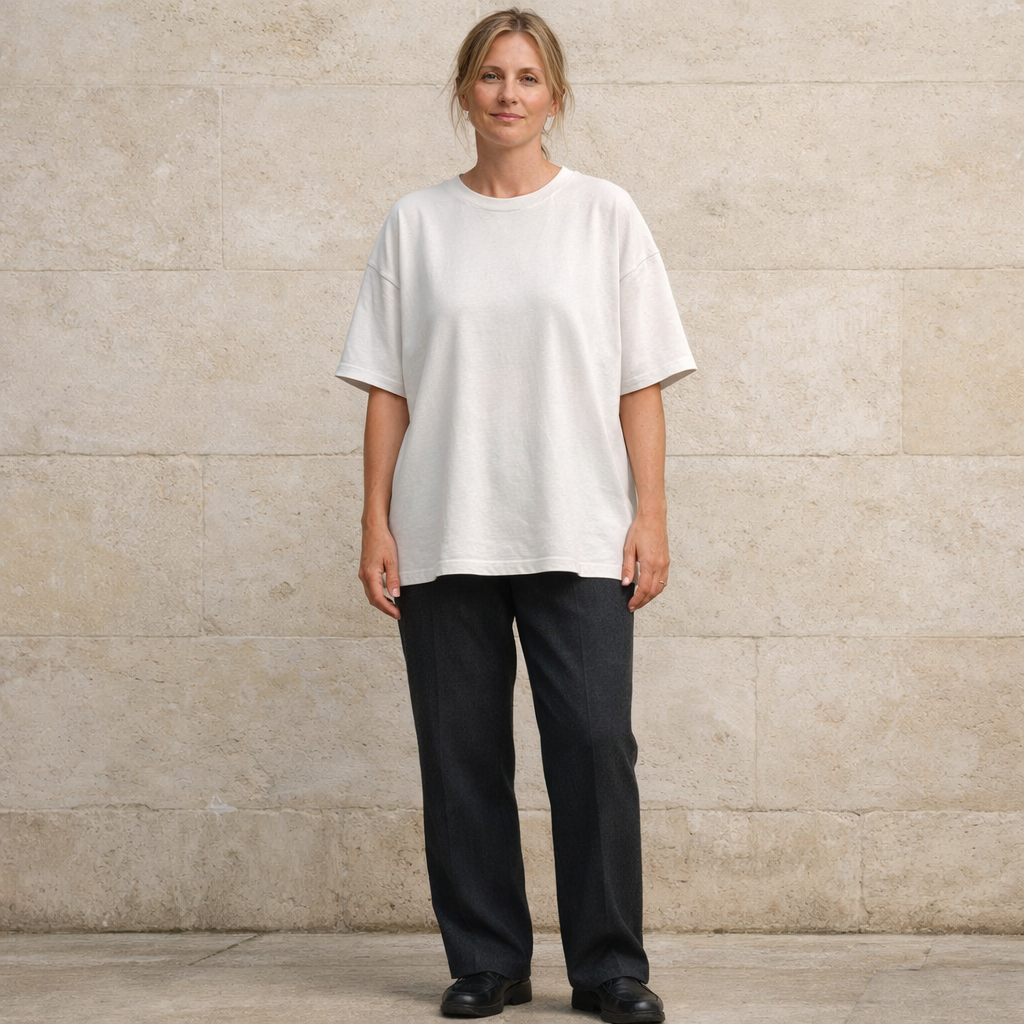 Das Cremefarbene Oversized T-Shirt