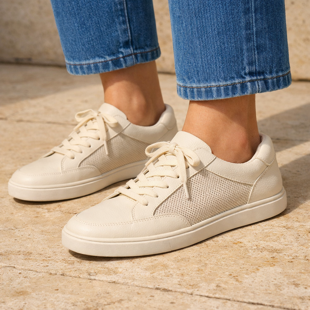 Der Cremefarbene Court-Sneaker