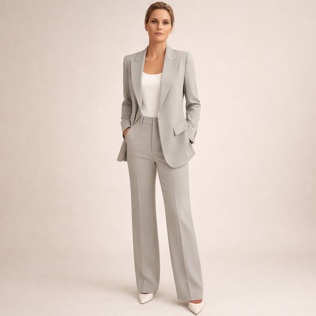 Two-Piece Set Women's Tailored Blazer and Wide-Leg Trousers - Image 7