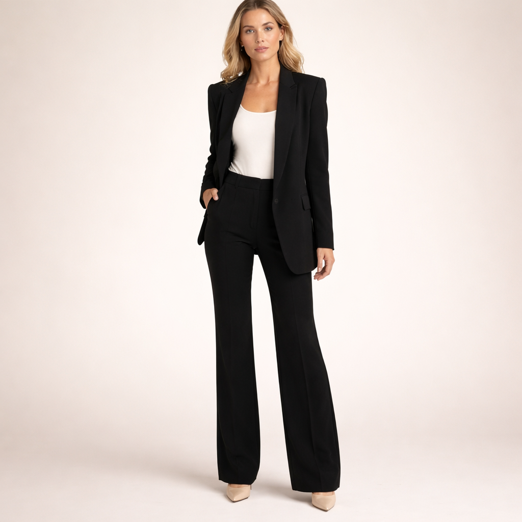 Two-Piece Set Women's Tailored Blazer and Wide-Leg Trousers - Image 4