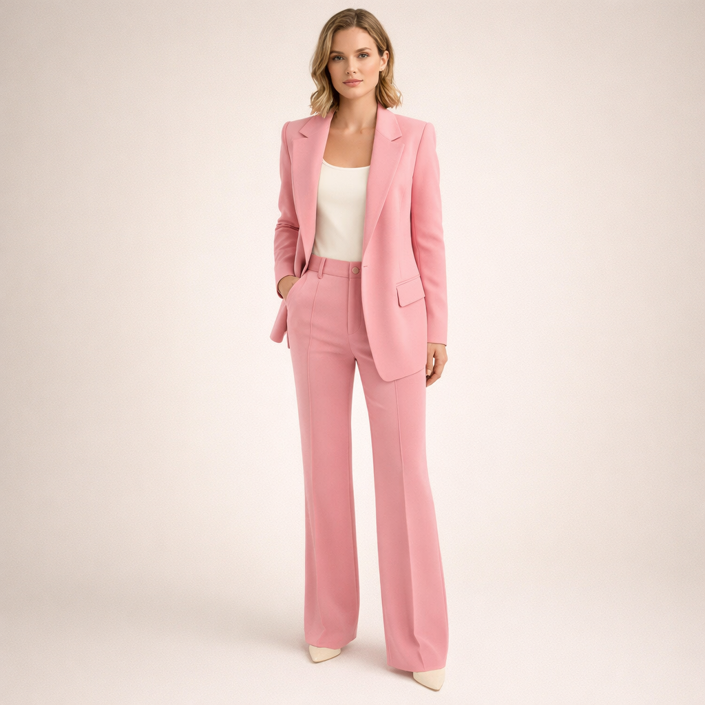 Two-Piece Set Women's Tailored Blazer and Wide-Leg Trousers - Image 13
