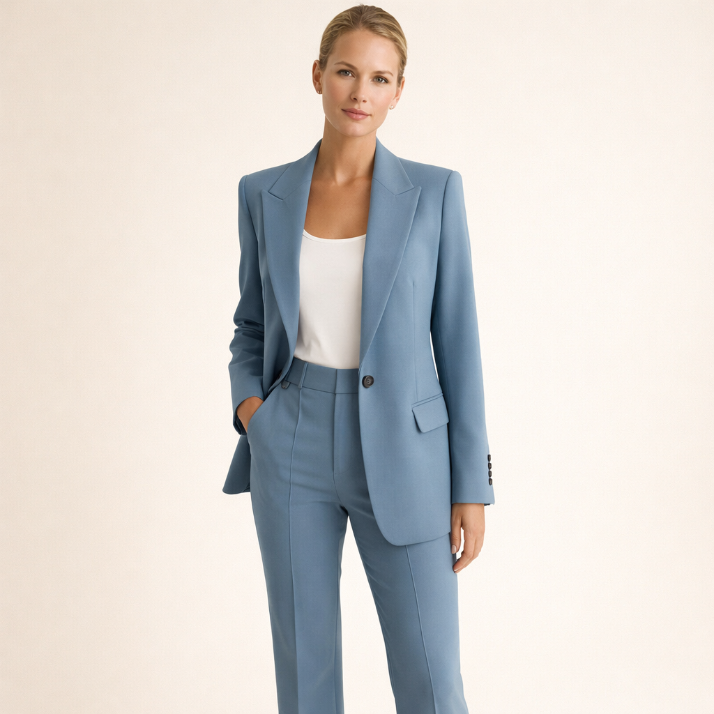 Two-Piece Set Women's Tailored Blazer and Wide-Leg Trousers - Image 10