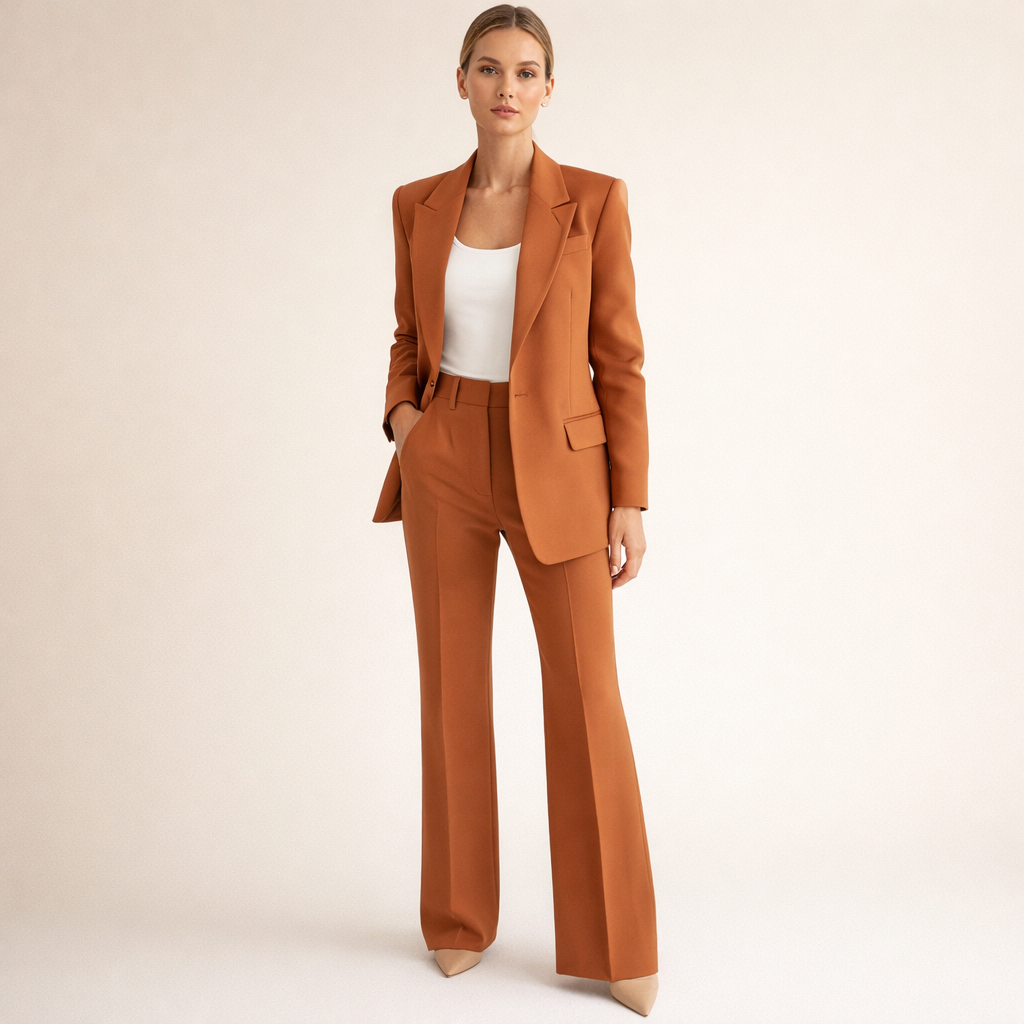 Two-Piece Set Women's Tailored Blazer and Wide-Leg Trousers - Image 16