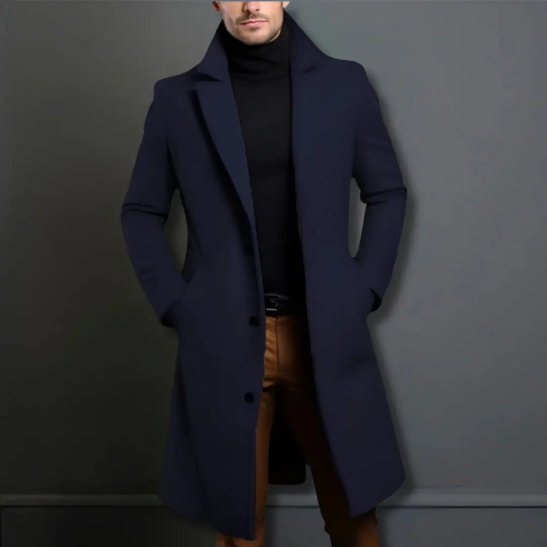 Winter Coat Men's Tailored Fit with Notched Lapel and Button Closure - Image 7