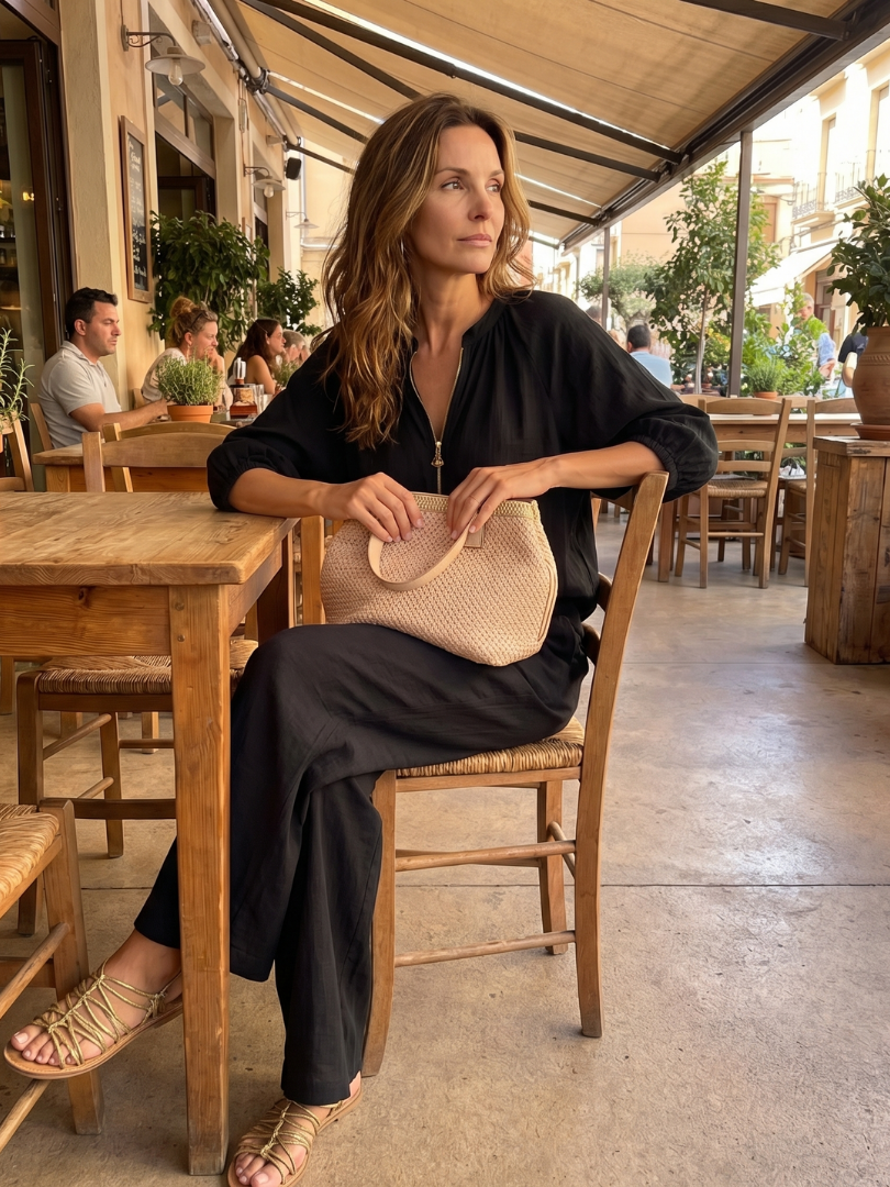 Two-Piece Set Women's Relaxed Fit with Puff Sleeves and Trousers - Image 23