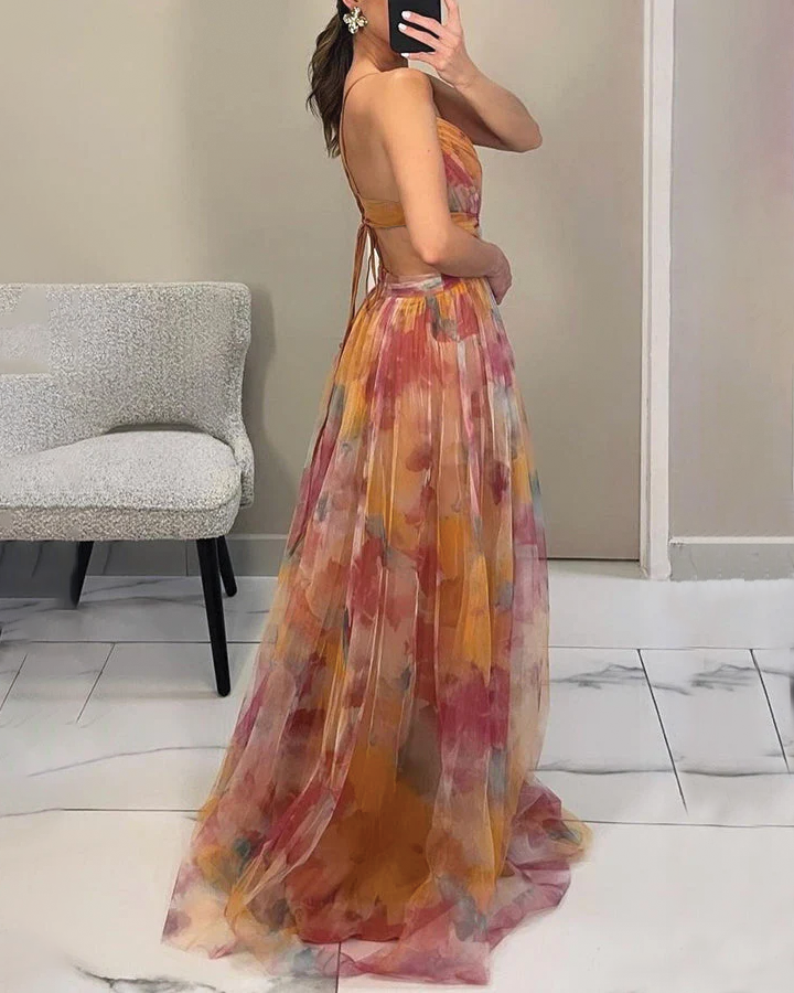 Elena – Women Floral Print Wedding Guest Dress - Image 3