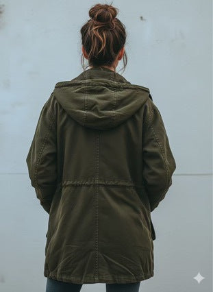 Modische Jacke Damen mit Kapuze und Taschen | J&B - 2 - Jasminaboutique.com