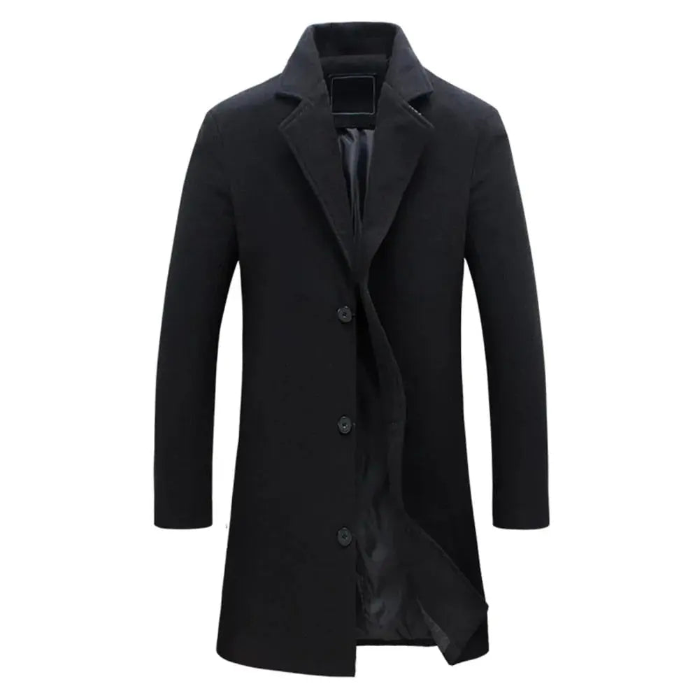 Winter Coat Men's Tailored Fit with Notched Lapel and Button Closure - Image 4
