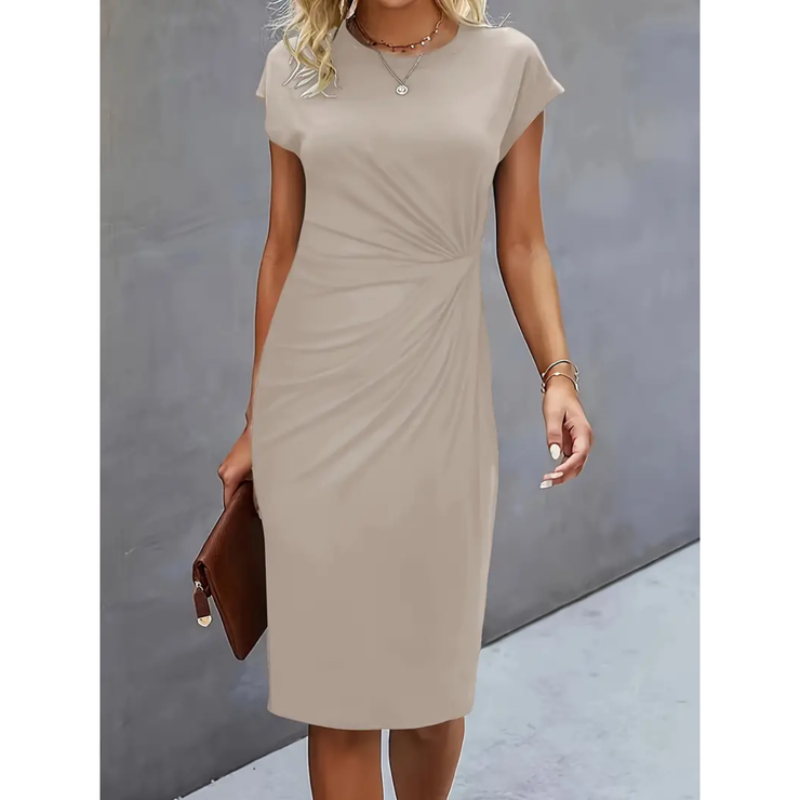 Isabel – Kurzärmeliges Tailliertes Midikleid