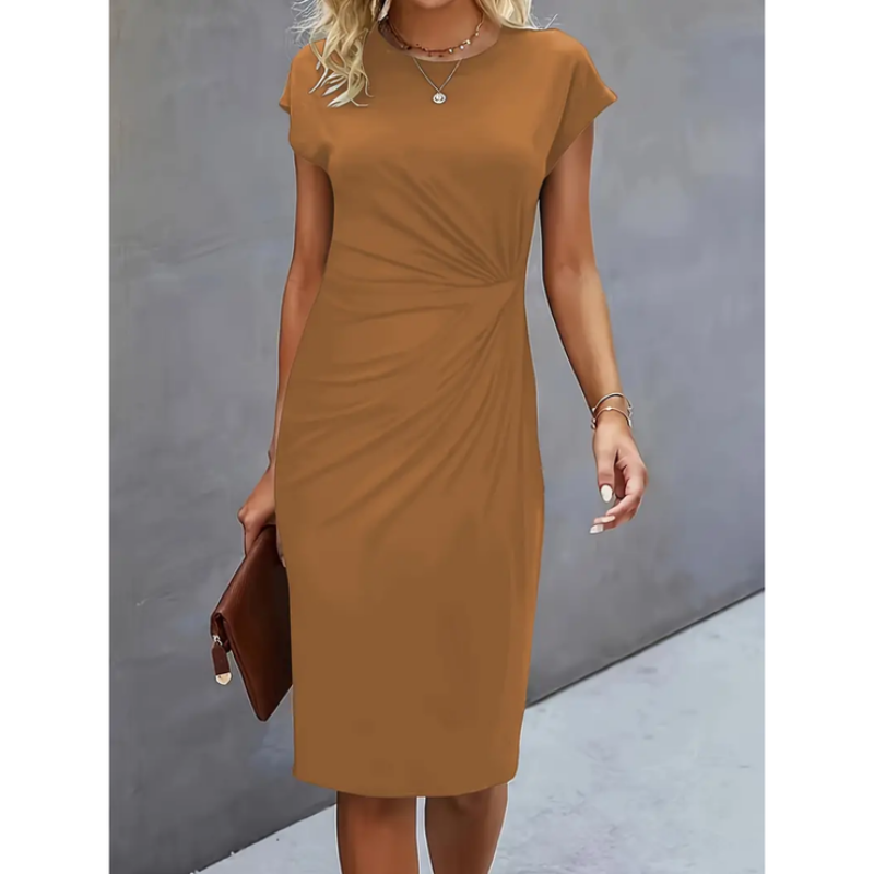 Isabel – Kurzärmeliges Tailliertes Midikleid