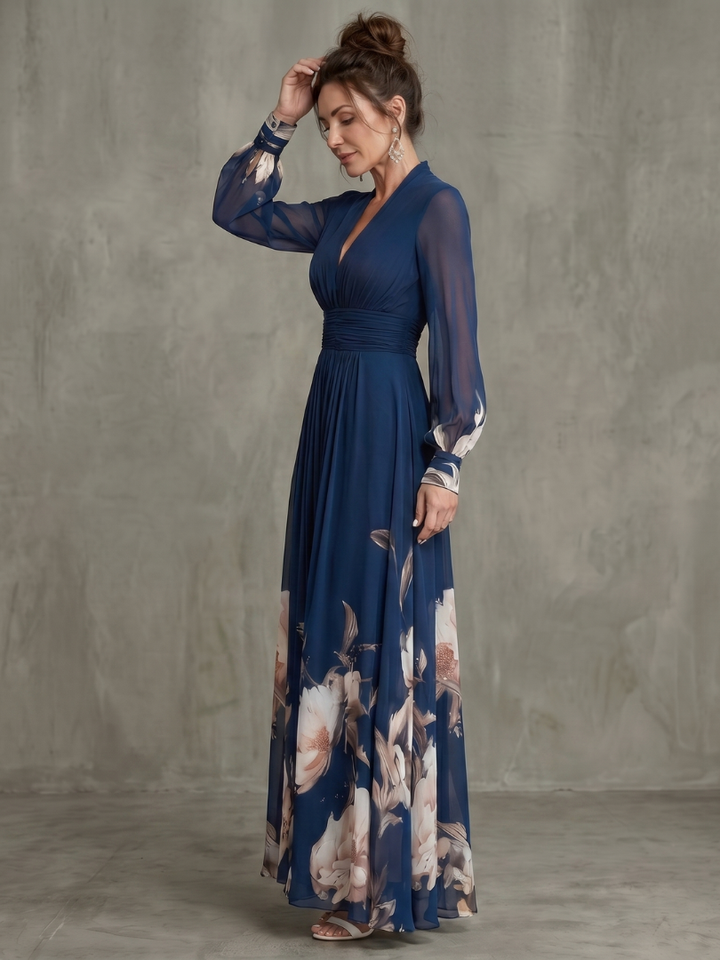 Evening Dress Women with Flowing Silhouette and V-Neckline - Image 2
