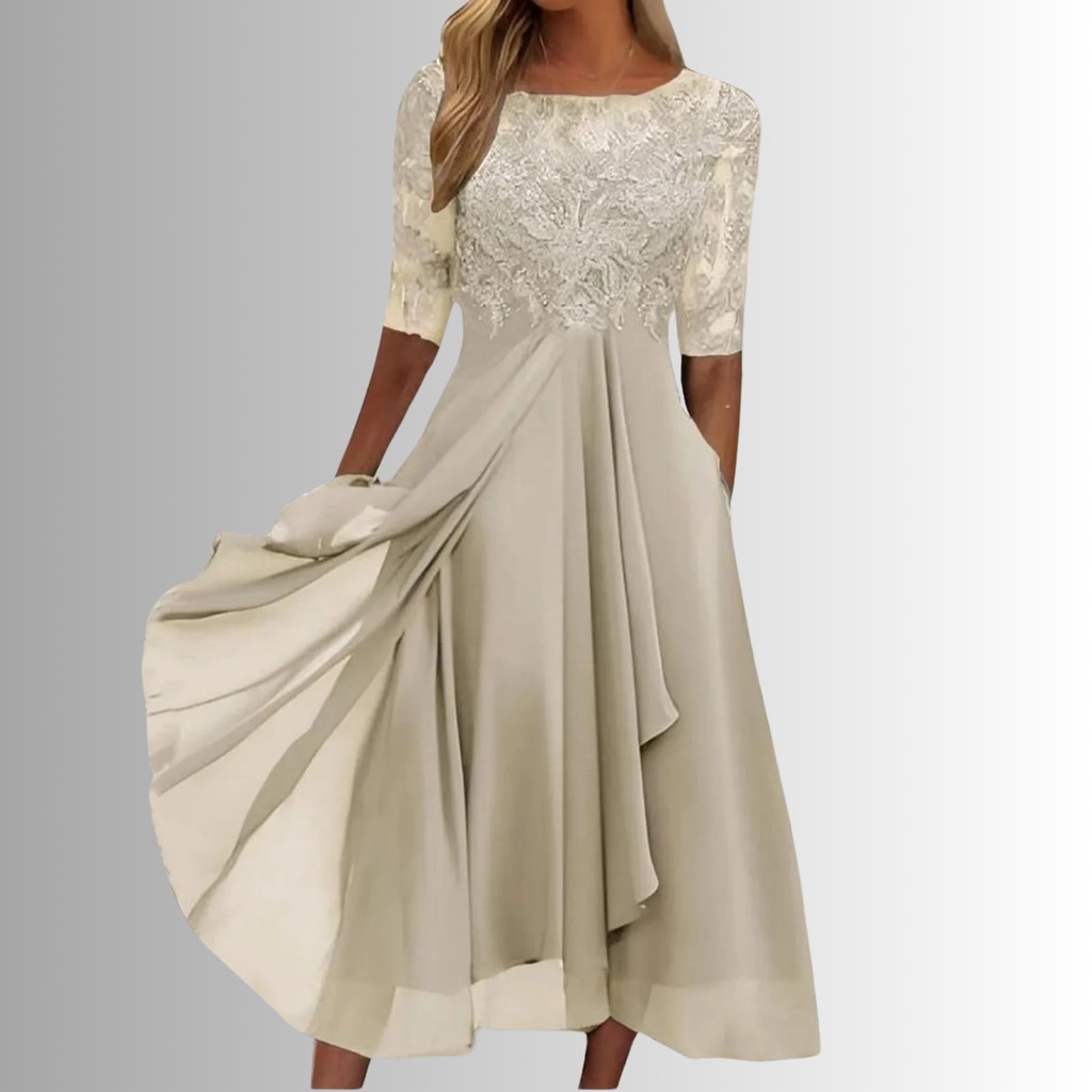 Karin – Elegant Lace Half-Sleeve Dress - Image 3