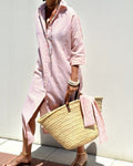 Clara – Women Striped Button-Up Dress - Image 1