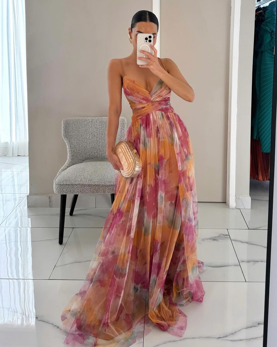 Elena – Women Floral Print Wedding Guest Dress - Image 1