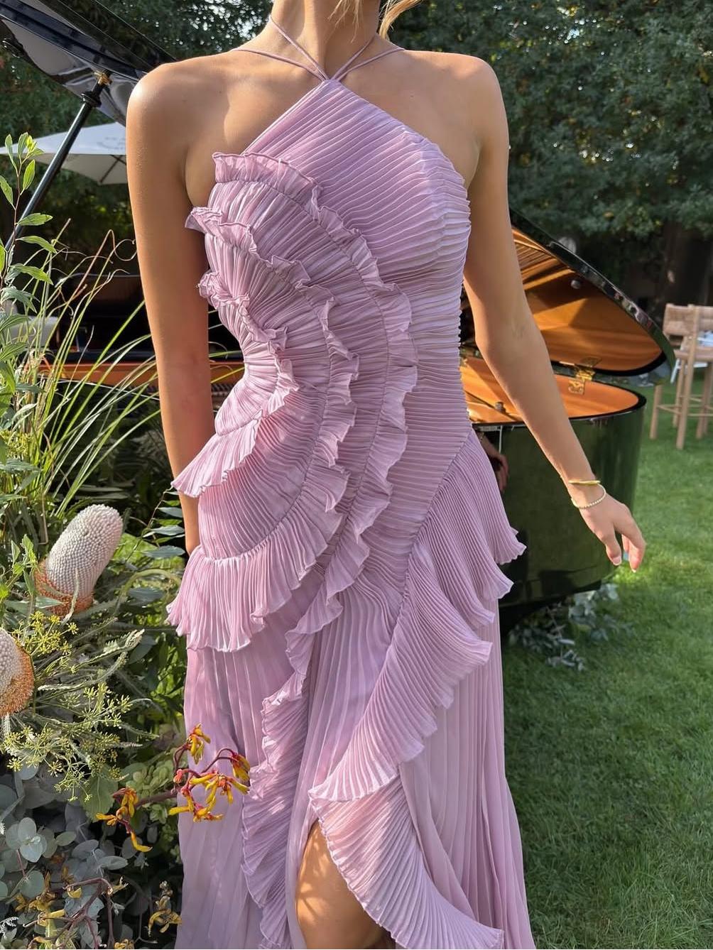 Ella – Women Ruffled Pleated Evening Dress - Image 4