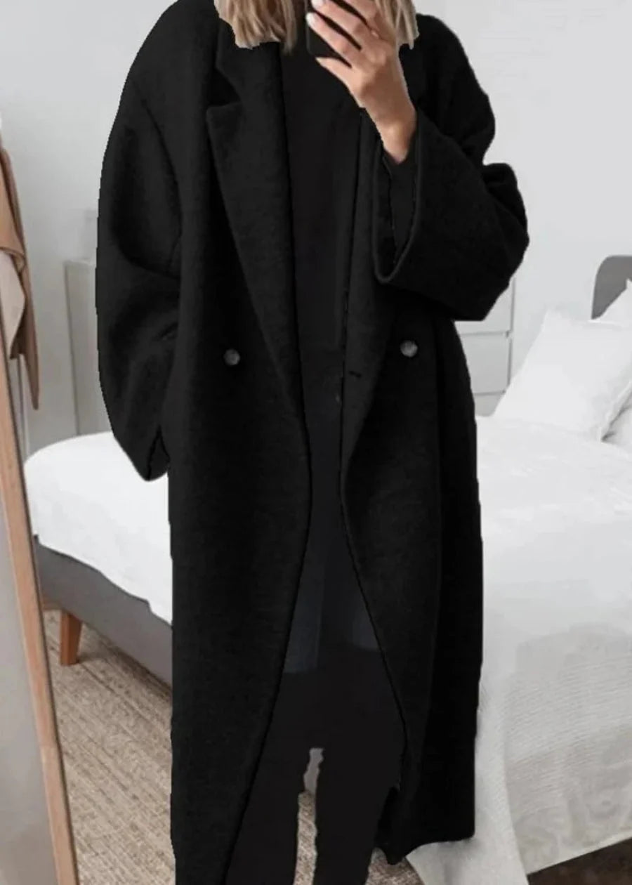 Oversize-Mantel Damen mit strukturiertem Look und breitem Revers | J&B - 7 - Jasminaboutique.com