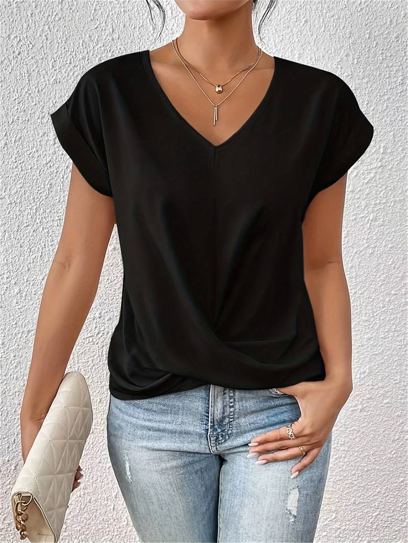 Everly - Twist-Knot V-Neck Blouse - Image 4