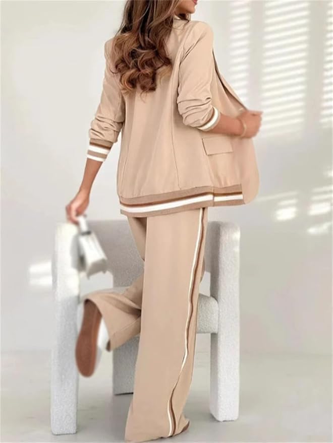 Set aus Blazer und weiter Hose für Damen mit sportlichem Akzent | J&B - 12 - Jasminaboutique.com