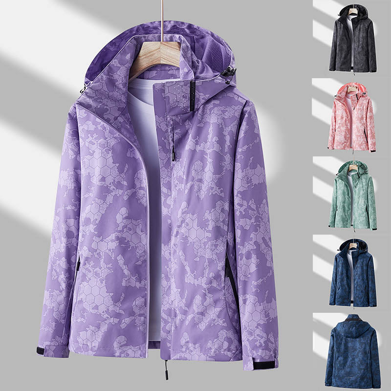 Windjacke Damen mit Kapuze und floralem Muster | J&B - 2 - Jasminaboutique.com