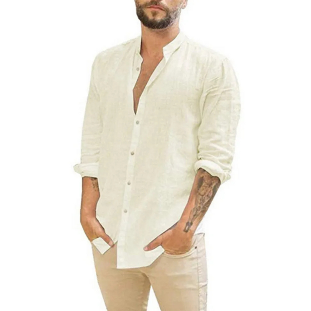 Niklas – Stand Collar Long-sleeved Shirt - Image 2