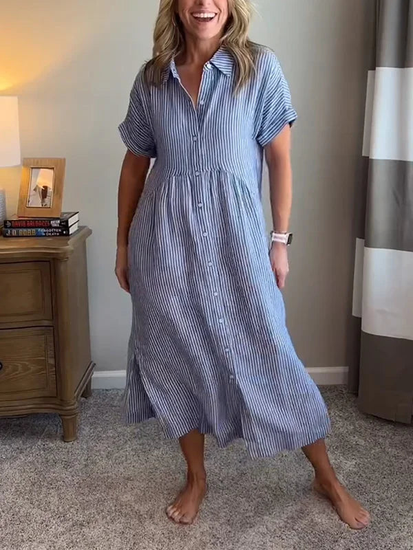 Amelia – Women Striped Button-Up Dress - Image 2