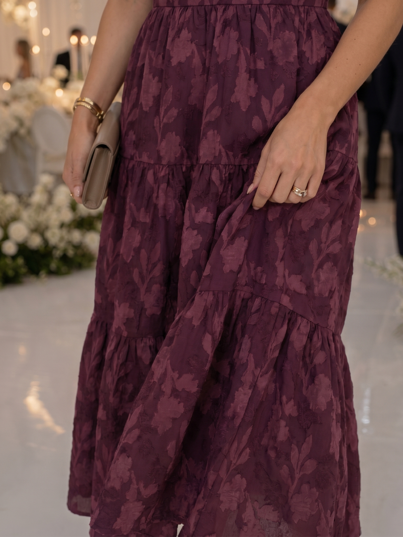 Midi Dress Women's Square Neck Puff Sleeve with Floral Design - Image 9