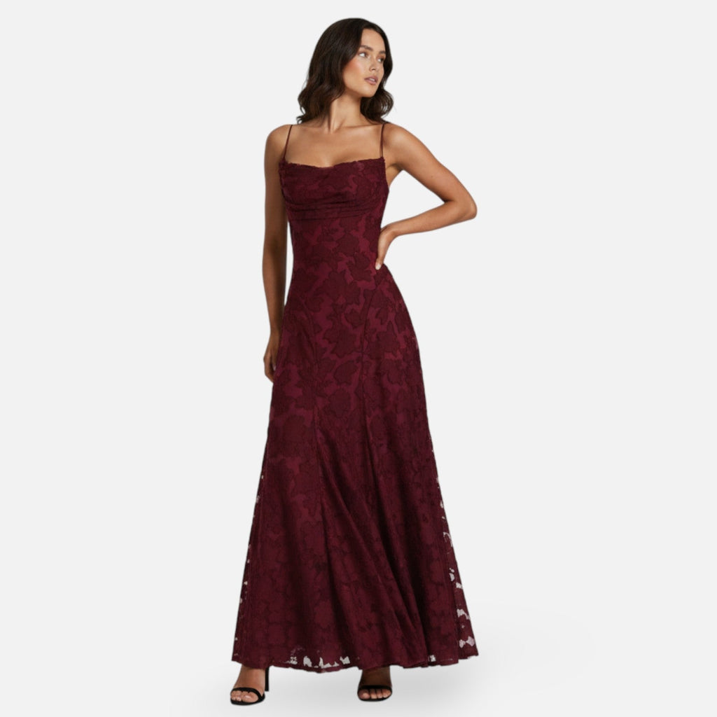 Maxi Dress Women's Floral Lace with Spaghetti Straps - Image 1