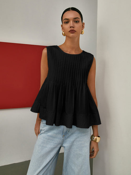 Ava – Plissierte, ärmellose Bluse mit Schößchen - Image 2