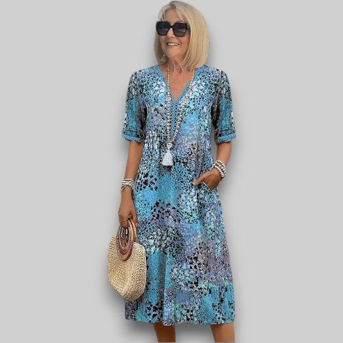 Clara – Women Midi Length Floral Print Dress - Image 2