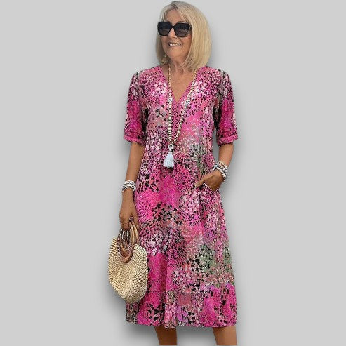 Clara – Women Midi Length Floral Print Dress - Image 3