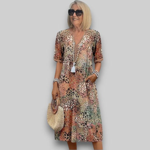 Clara – Women Midi Length Floral Print Dress - Image 4